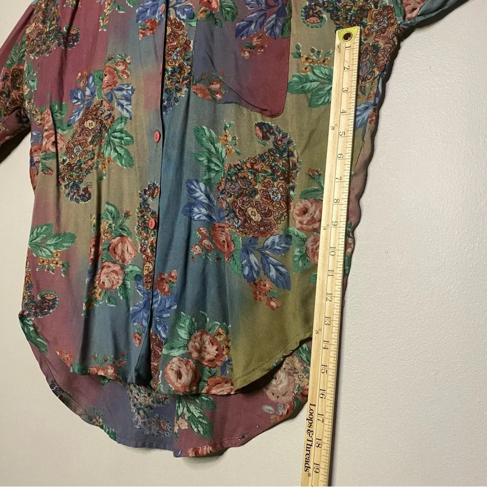 Vintage Floral Blouse size small At Last Studio boho 90s y2k feminine warm tones - Picture 6 of 8